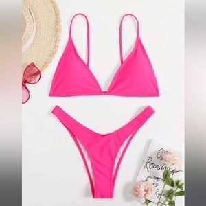 SHEIN Triangle Cut Bikini - hot pink
